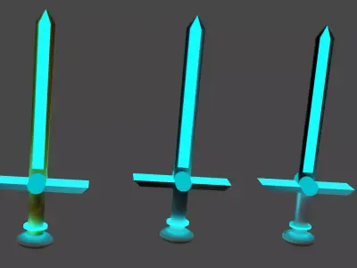warriors sword with led lighting pack 3D model