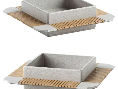SQUARE PLANTER BENCH 297 3D model