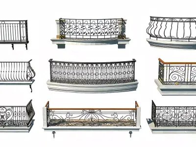 Wrought iron railings 3D model