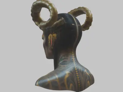 Alien Demon HR Giger Woman Scifi Head Bust  Low-poly 3D model