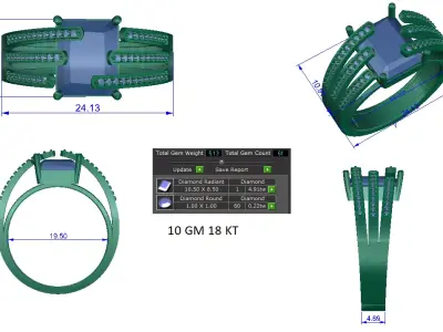  Women Ring  Render 3dm STL OBJ FBX Details 3D print model shop