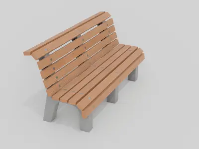 Outdoor Wooden Bench 7 Low-poly 3D model
