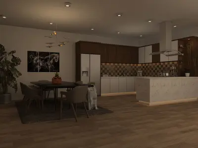 Kitchen and Dining room design 3D model