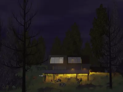 House in the forest  Low-poly 3D model