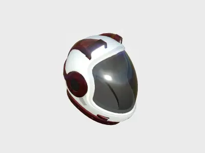 Astronaut Helmet B02 White Red - Character Design Fashion Low-poly 3D model
