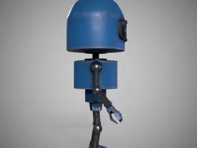 A low-poly 3D modelof a  blue Robot Low-poly 3D model