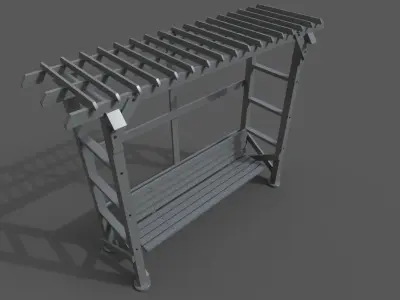 bench patio set low poly 3D model