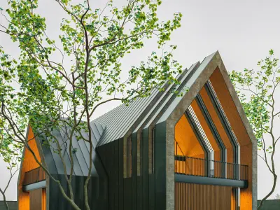 Modern Gable Roof Villa 3D model