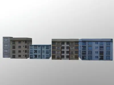 5 apartment with one texture Low-poly 3D model