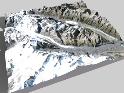  Malt Bran Range Mountain range in New Zealand 3D model