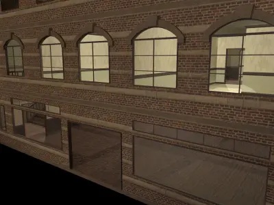 Old Building with Bar and Hotel Low-poly 3D model