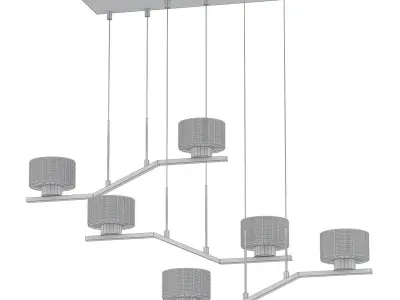 Lasus 6 five light chandelier with glass shades 3D model