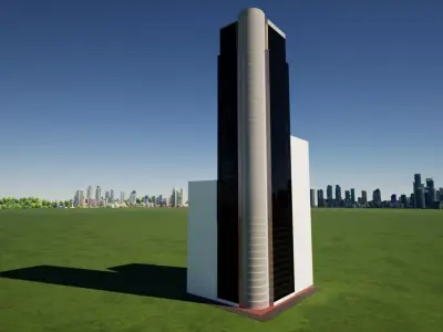 Simple Corner Office Tower Wall-to-Wall  3D Model Free low-poly 3D model