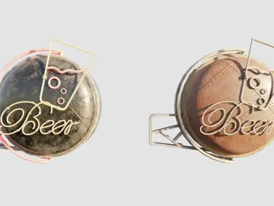 Bar Neon Sign with 4k clean and rusty pbr textures Low-poly 3D model