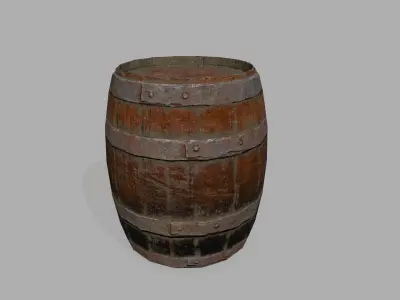 Wooden Barrel Low-poly 3D model