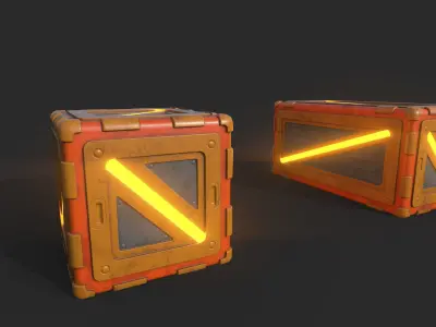 Sci-Fi Boxes Low-poly 3D model