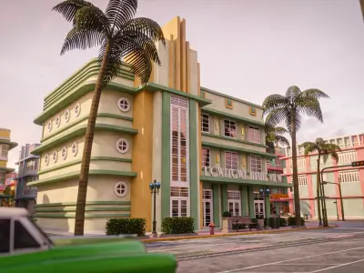 MIAMI VICE CITY ART DECO BUILDING 3 Low-poly 3D model