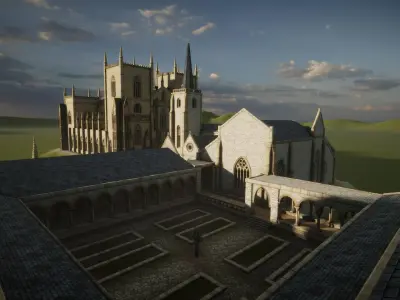 Modular Gothic Church Unity Low-poly 3D model