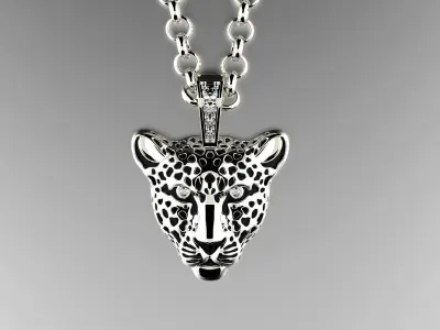 Jewelry Light Leopard Pendant with Enamel 0076 V3-1 3dm Stl Fbx 3D print model