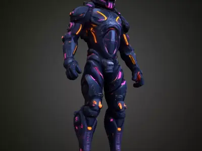 Futuristic combat warrior 3D model