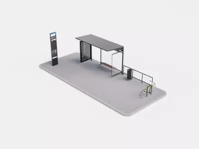 Prague tram and bus stop collection 3D model
