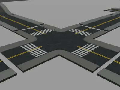 road way fat pack Low-poly 3D model