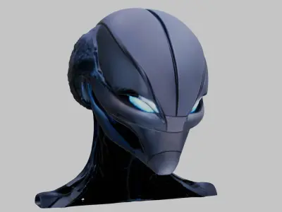 Fantasy Lowpoly Alien Head Bust Sculpt Figure Printable Low-poly 3D model