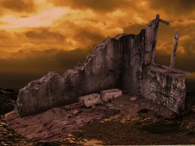 The Corner of the Ruined House Low-poly 3D model