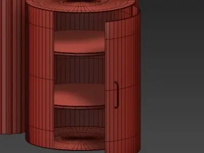 Headboard 8 wooden cabinet with shelves and drawers 3D model