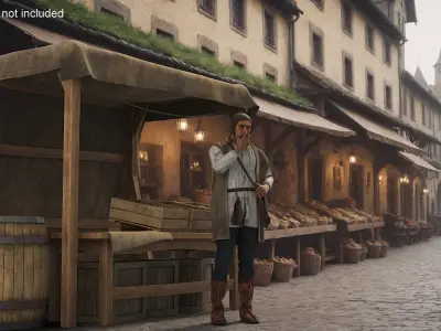  Medieval Farmer in Market 