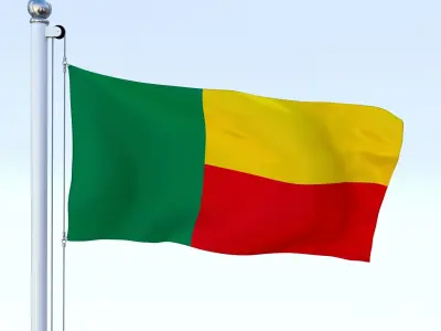 Animated Benin Flag Low-poly 3D model
