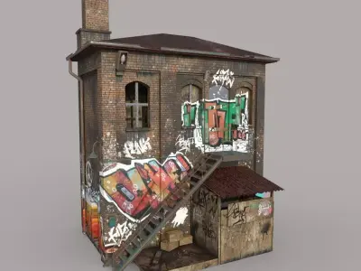 Abandoned House With Graffiti 3D model