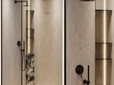 Corner shower cabin 02 corona  Low-poly 3D model