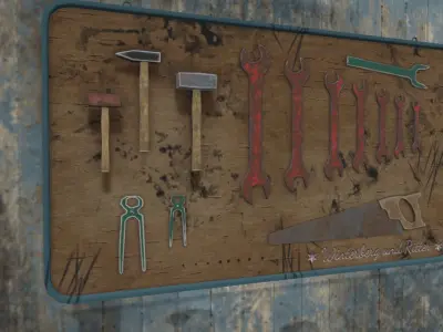 Rusted old workbench 3D model