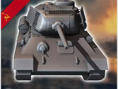 T-34-85 M1945 with bedspring up-armour - Soviet army WW2 Second  3D print model