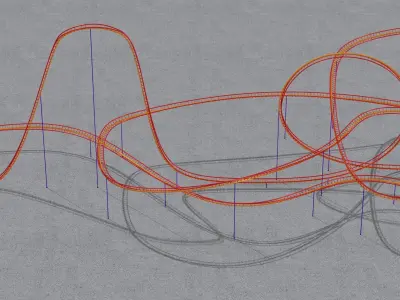 Rollercoaster roller coaster Low-poly 3D model