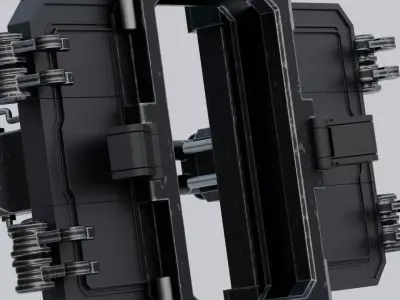 sci-fi Door fully rigged  Low-poly 3D model