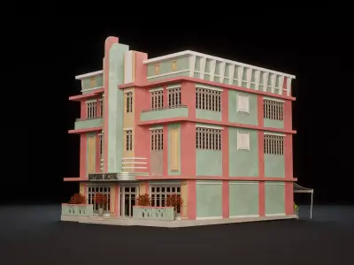 MIAMI VICE CITY ART DECO BUILDING 7 Low-poly 3D model