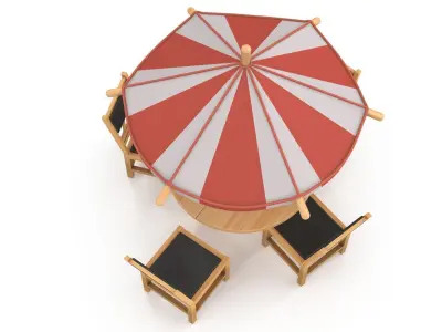 Table and stools 3D model