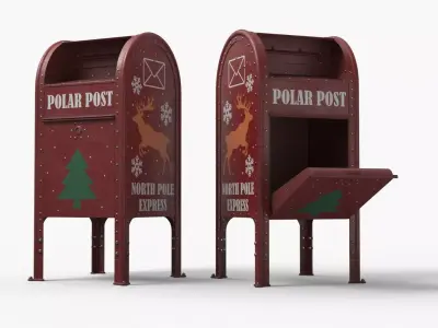 Santa Letter Drop Box North Pole Red 3D model
