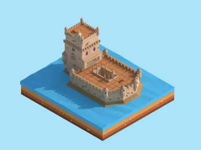 Cartoon Low Poly Europe Landmarks Pack Low-poly 3D model