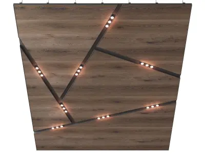 Wooden suspended ceiling with lighting 38 3D model