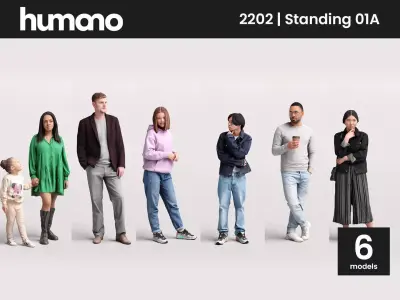 Humano 6-Pack - STANDING PEOPLE - 6x 3D models A