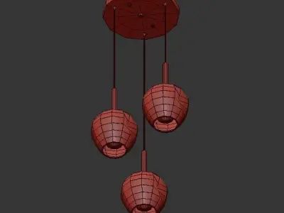 TERAL three light pendant with glass globes 3D model