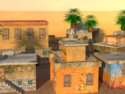 Old- 3D Houses Free low-poly 3D model