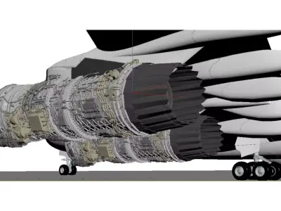 Civil aircraft and their turbofan engines 3D model