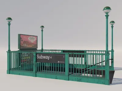 New York City elements Low-poly 3D model