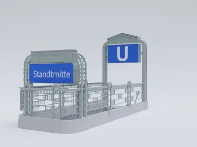  German Berlin Subway Entrance 3D model