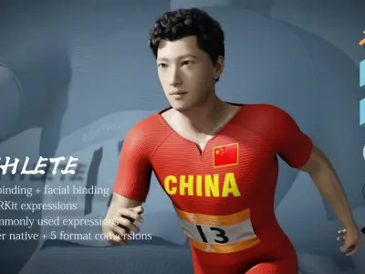 Original Track and Field athletes sprinters 3D model