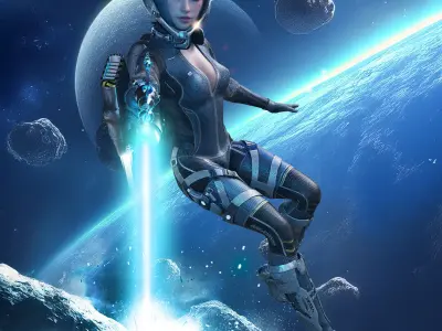 Astro Space Girl 3d Character 3D model